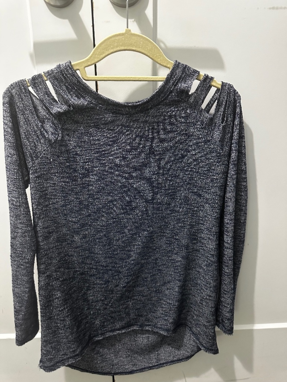 Women's Stylish Open Shoulder Extra Small Shirt navy and white